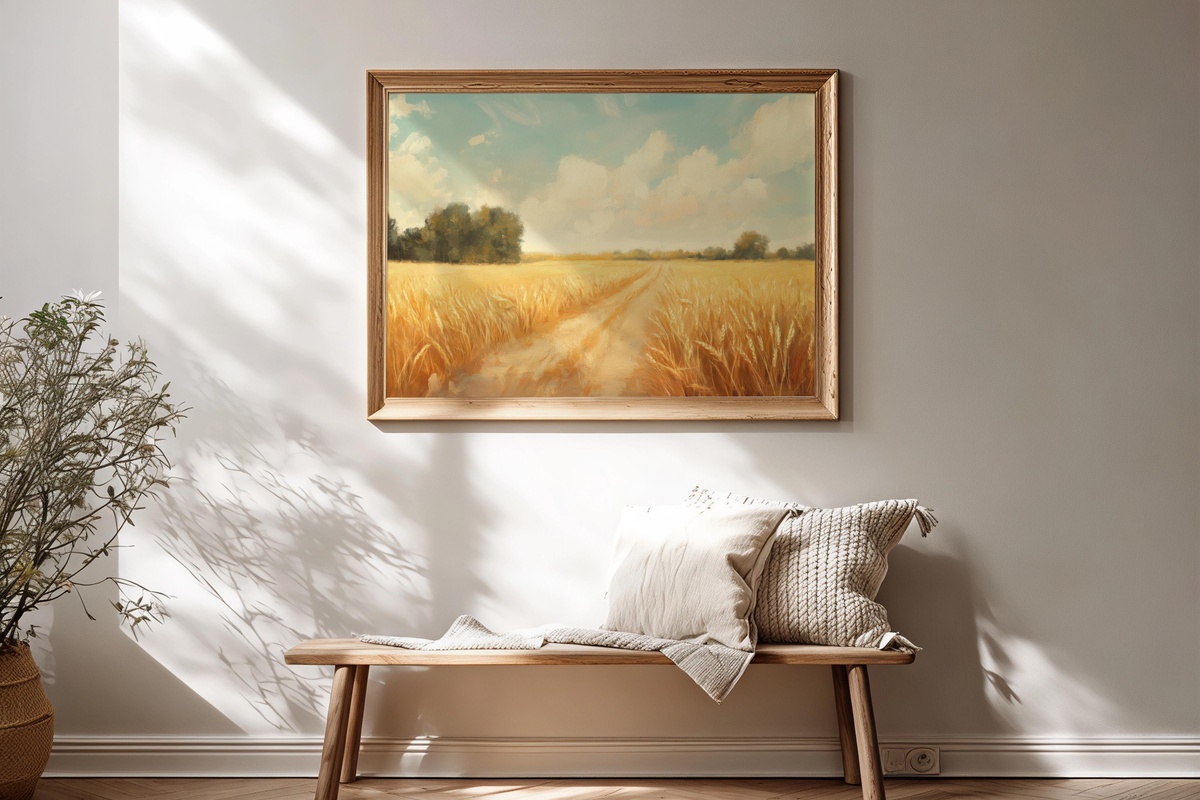 Celestial Golden Harvest Summer Printable Wall Art — golden wheat field in sunshine