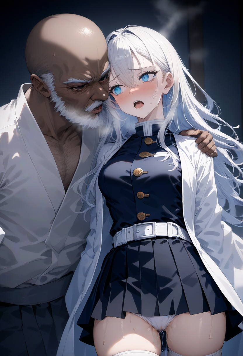 刀銀娘 騙され凌辱 by nnn with ai art, silver hair, sexual assault, defeat, training