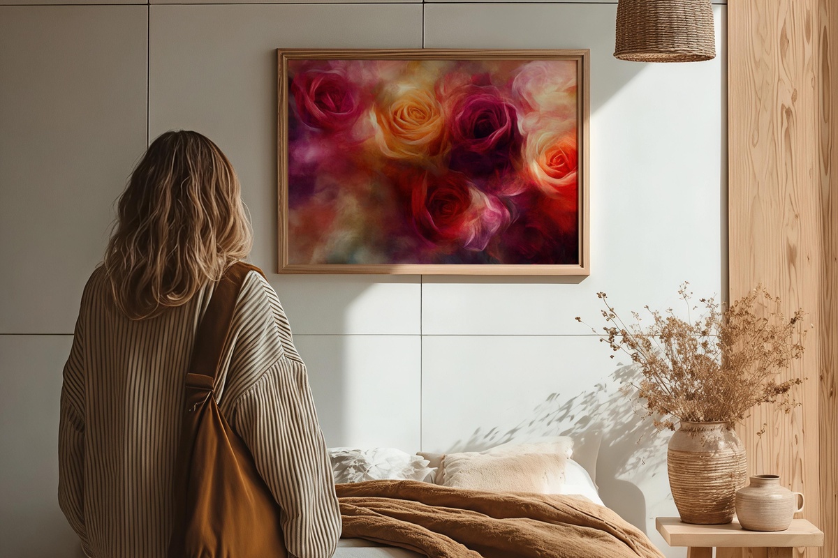 Expressive Rose Brushwork Floral Printable Wall Art