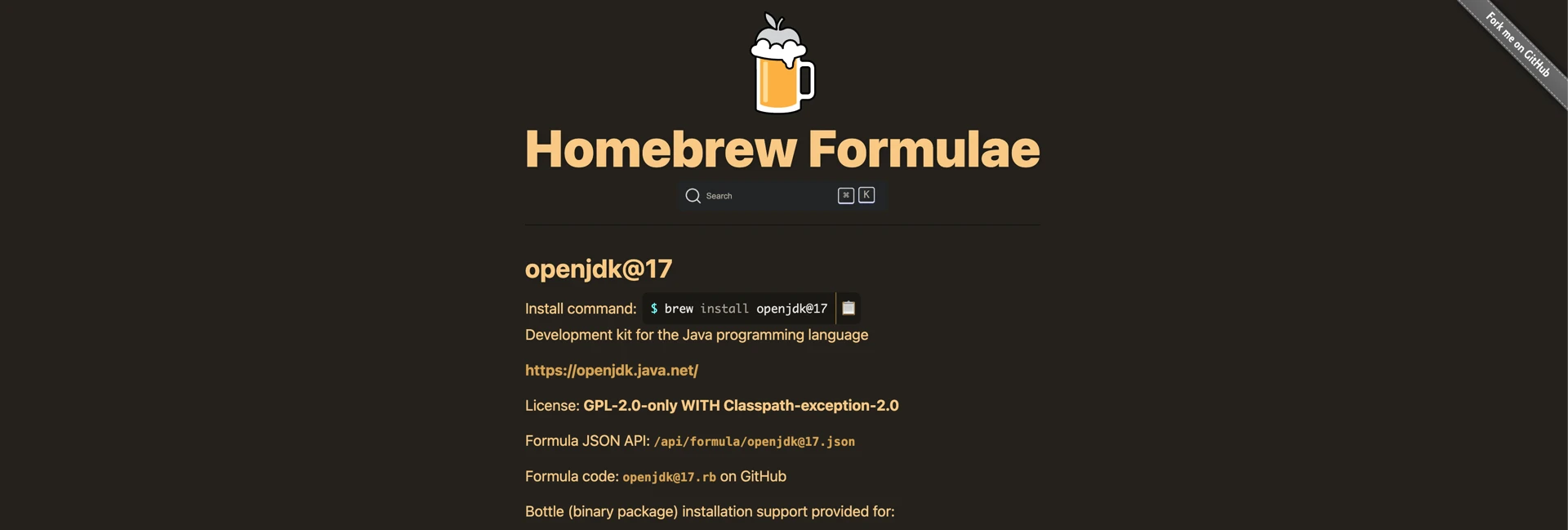 Homebrew Formulae > openjdk@17