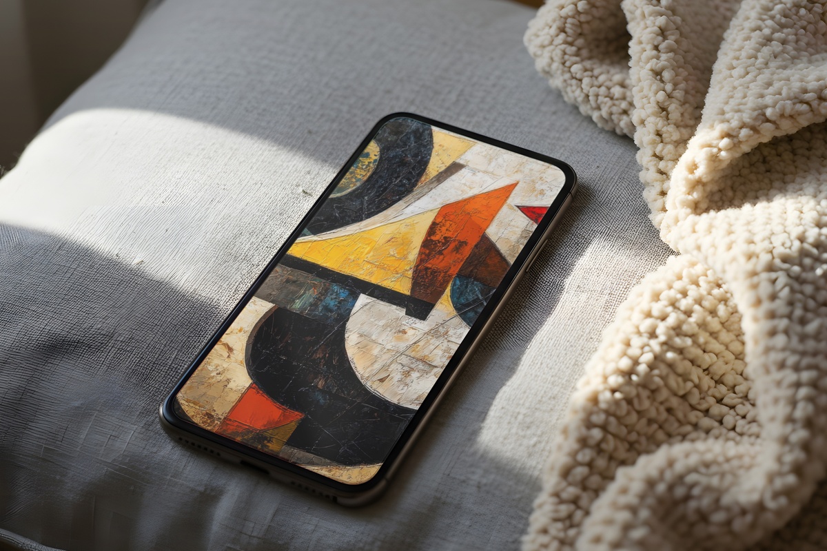 Textured Modern Dynamics modern iPhone wallpaper in abstract warm tones