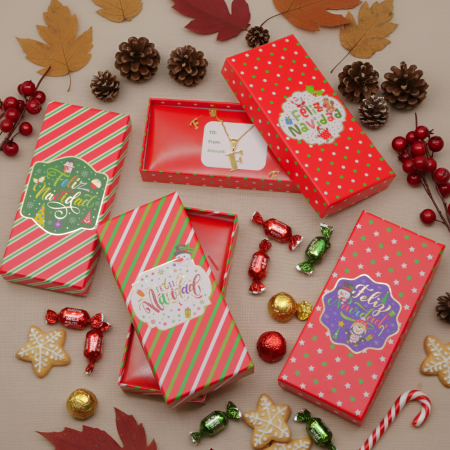 Mini caja de regalo navideña cartón, 17x8cm
