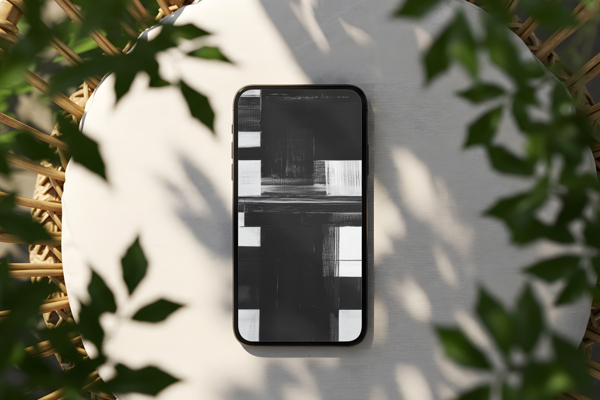 Bold Black and White Expression iPhone Wallpaper — high-contrast monochrome modern art