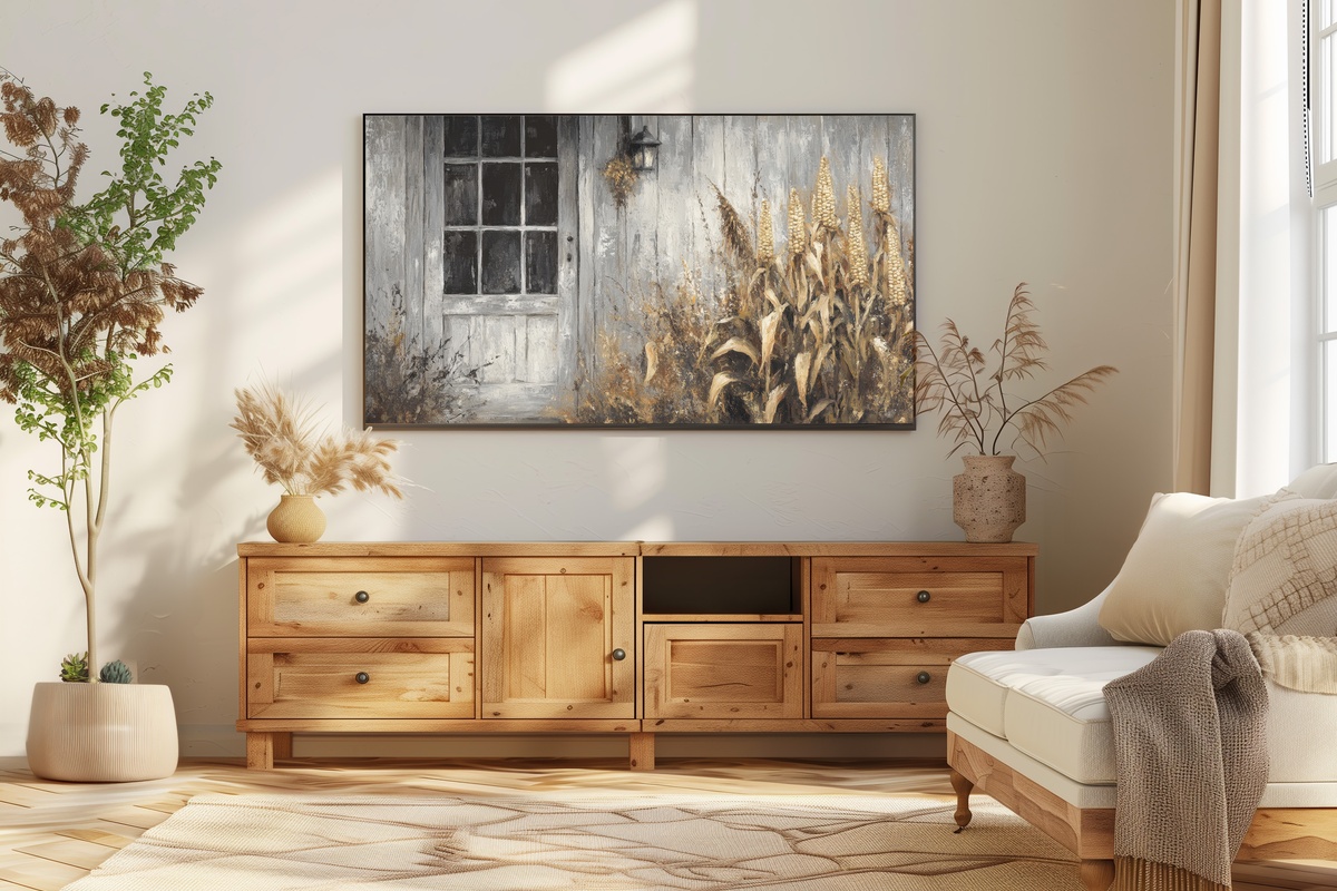 Corn Stalk Farmhouse Harmony Frame TV Art
