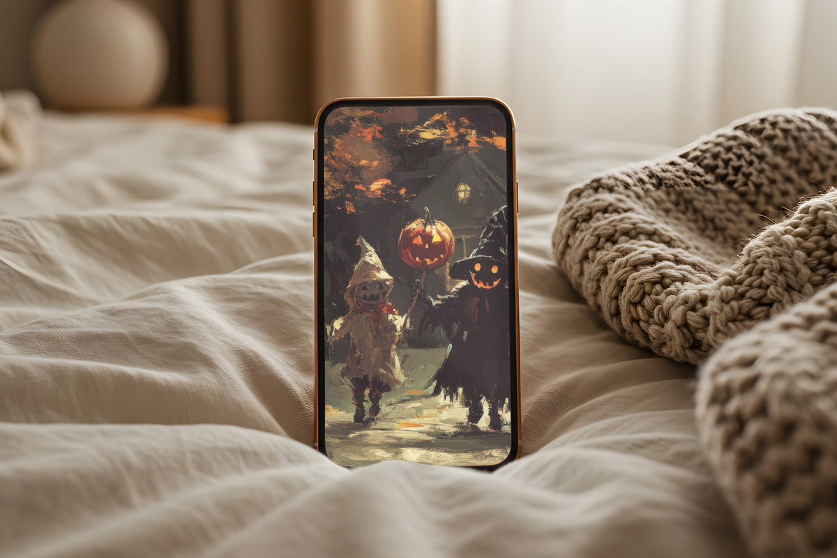 Charming Halloween Monster Parade iPhone Wallpaper