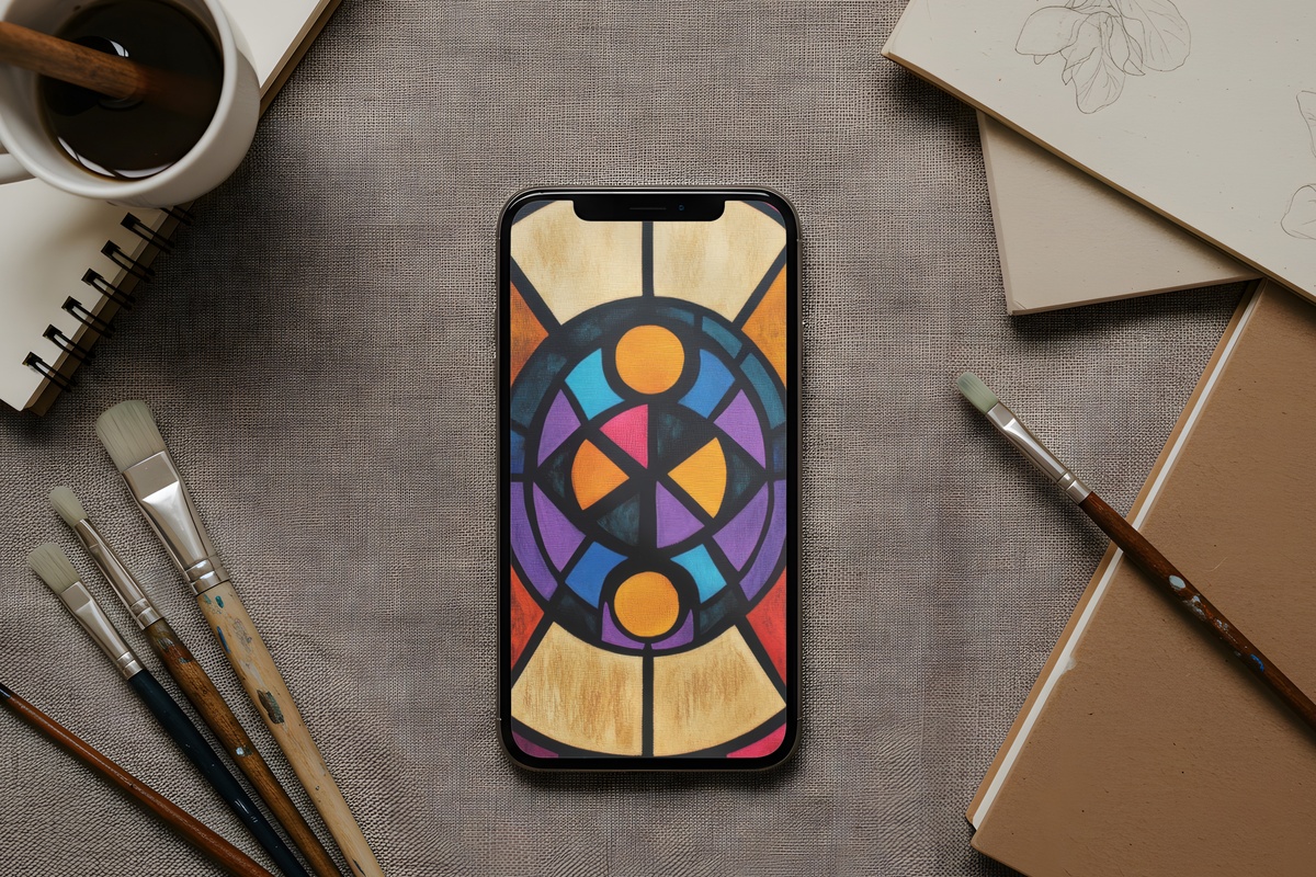 Geometric Tribal Patterns boho iPhone wallpaper with soothing colors