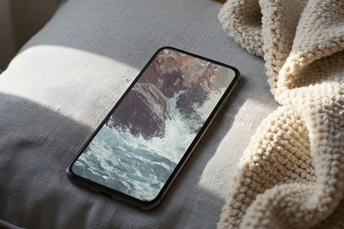 Wave Brushstroke Ballet coastal iPhone wallpaper with expressive earthy wave forms