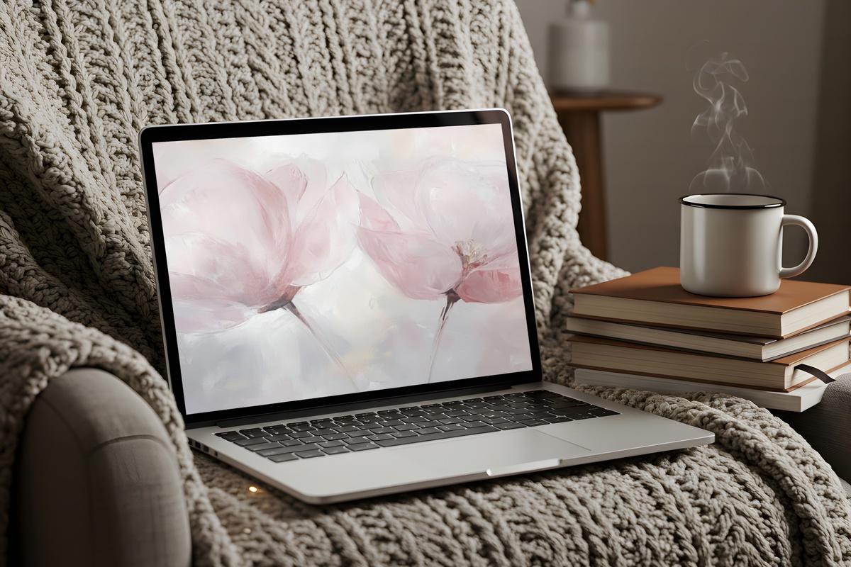 Floral Forms in Blush Tones - Desktop Wallpaper