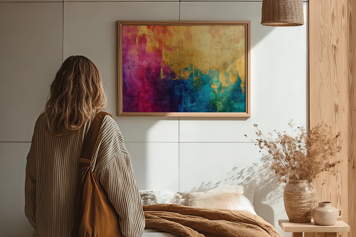 Golden Tapestry Splendor Abstract Printable Wall Art