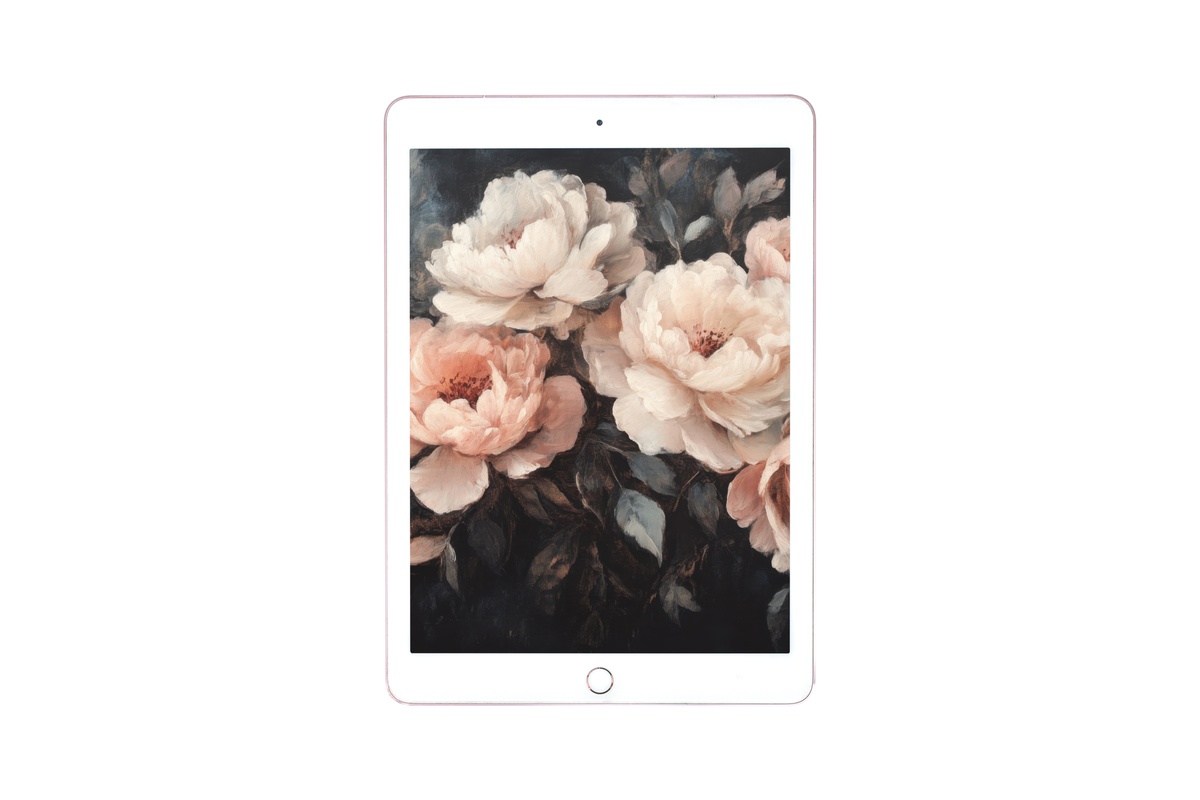 Refined Dark Blush Florals iPad Wallpaper