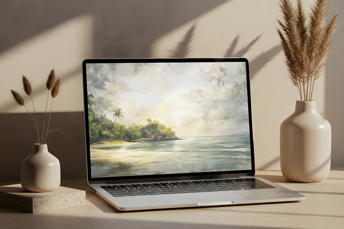 Tropical Tranquility Tides Summer Desktop Wallpaper