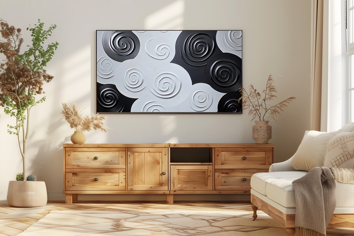 Spiral Elegance on Canvas minimalist Frame TV Art spiral lines