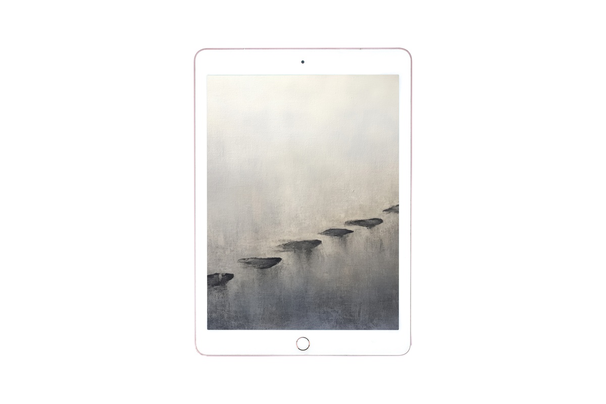Minimalist Paths of Footprints iPad wallpaper in soft gray