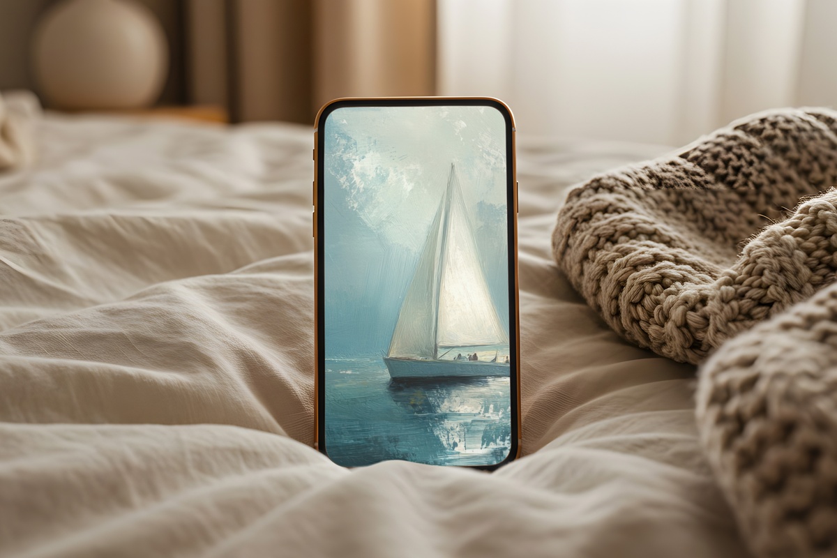 Turquoise Dreams Sailboat iPhone Wallpaper - teal ocean watercolor summer scene