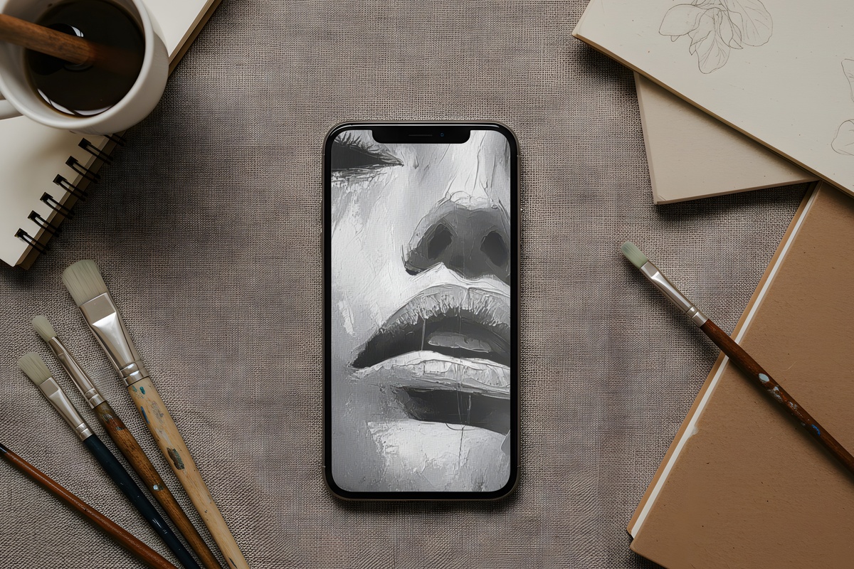 Energetic Brushstroke Ballet Black and White iPhone Wallpaper