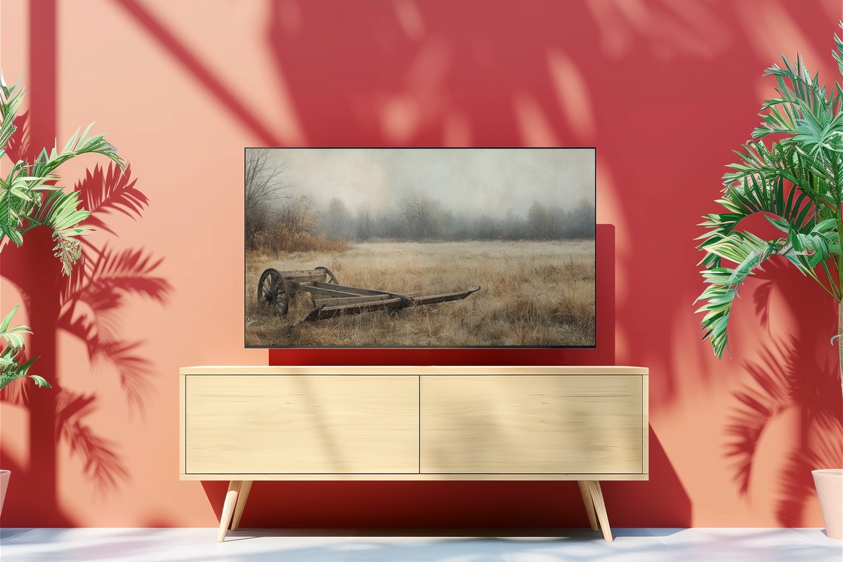 Field of Plow Antiques Farmhouse Frame TV Art