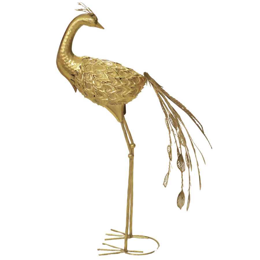 Adorno pavo real hierro forjado, dorado 81.5x50x39cm