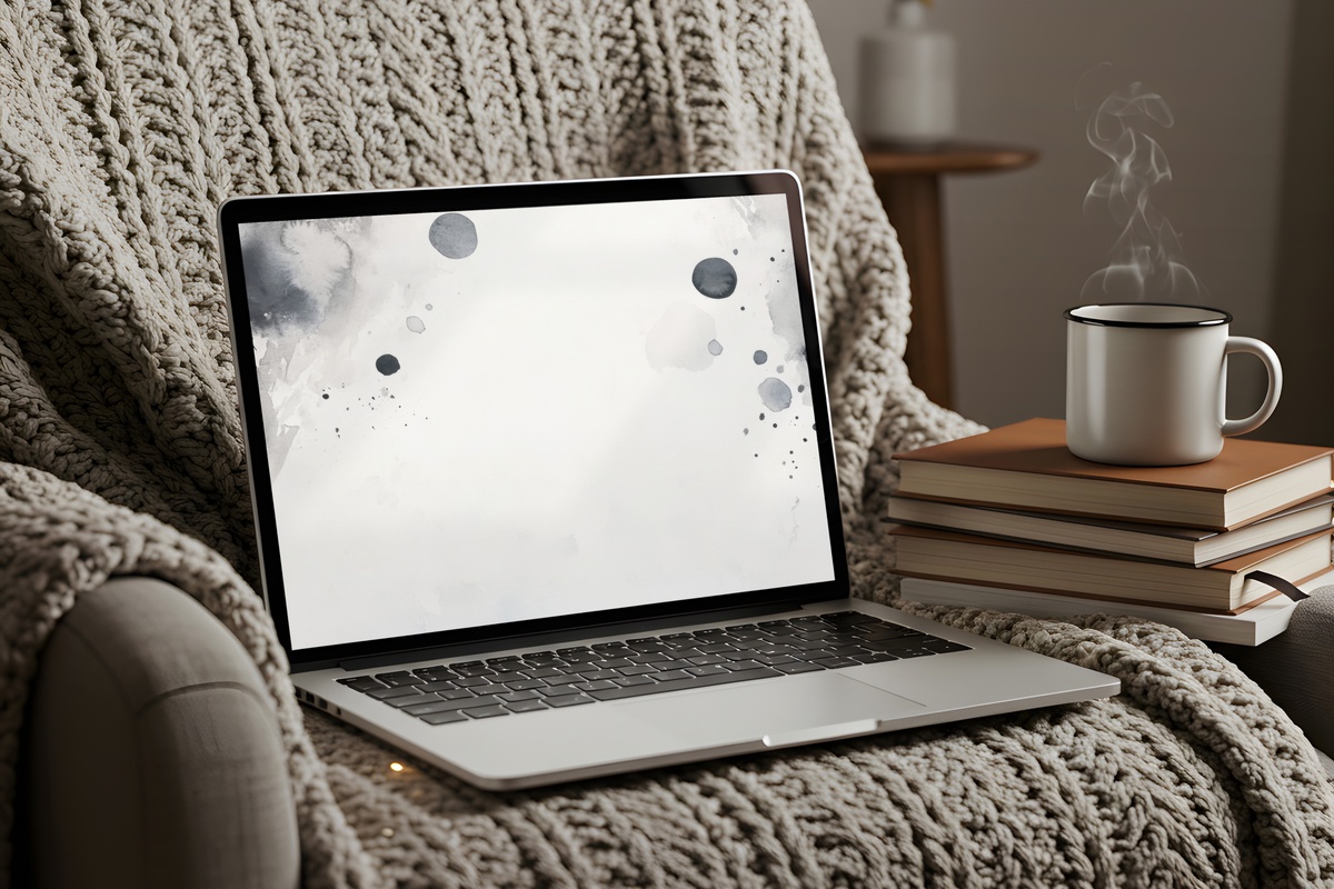 Celestial Void Harmony Black and White Mac Wallpaper