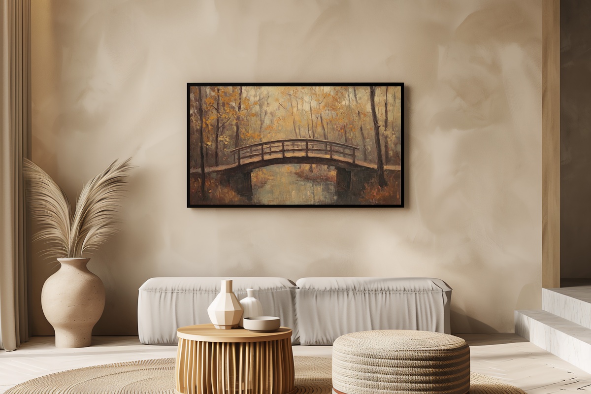 Autumn Bridge Elegance Fall Frame TV Art