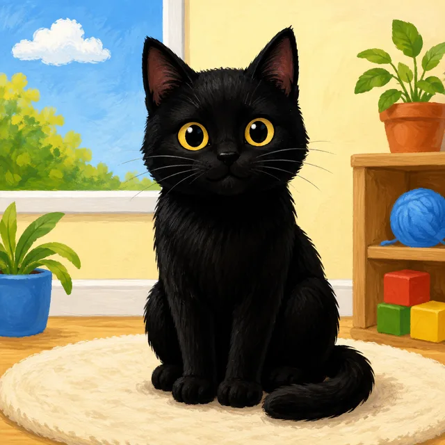 Scene: The cat is black.