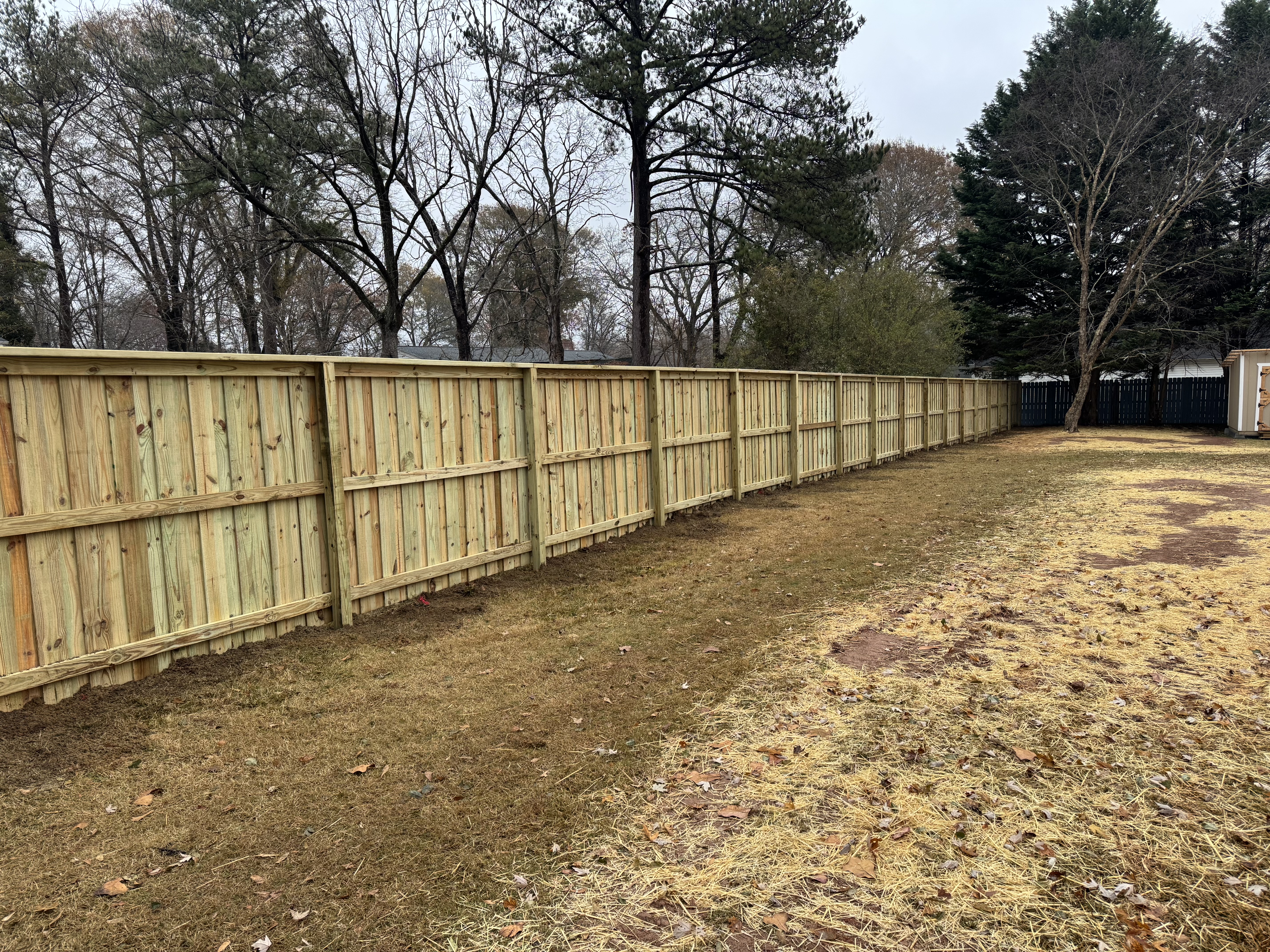 Wood privacy fence with gate