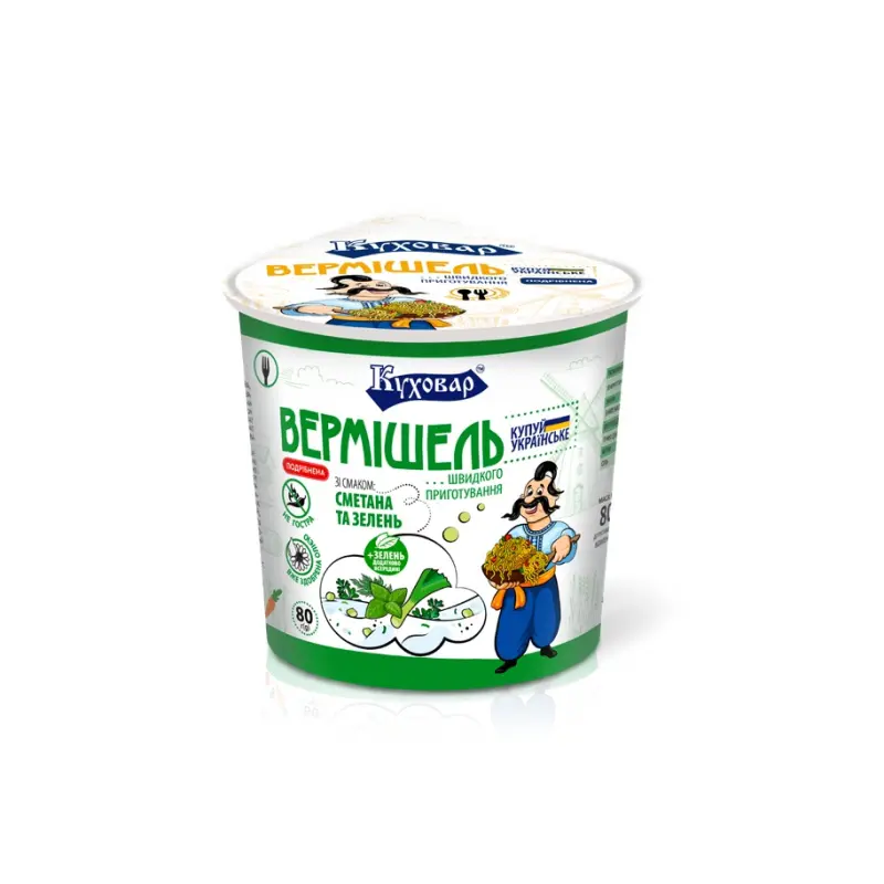 Nudle o smaku śmietany i zieleni łagodny “Kuhovar” 80g