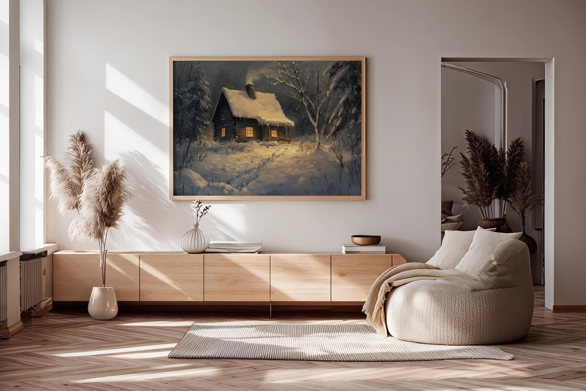 Cozy Retreat in Winter's Embrace Printable Wall Art by Gallery Flair