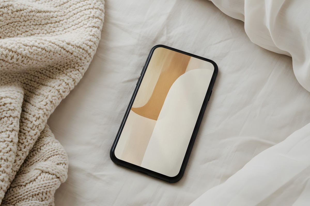 Earthy Window Harmonies neutral phone wallpaper with warm window tones