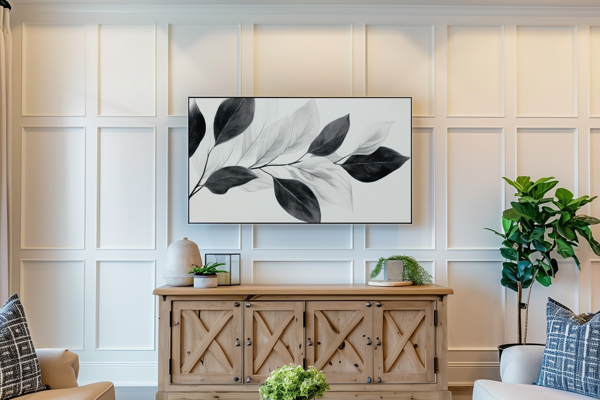 Nature's Graceful Trace Neutral Frame TV Art