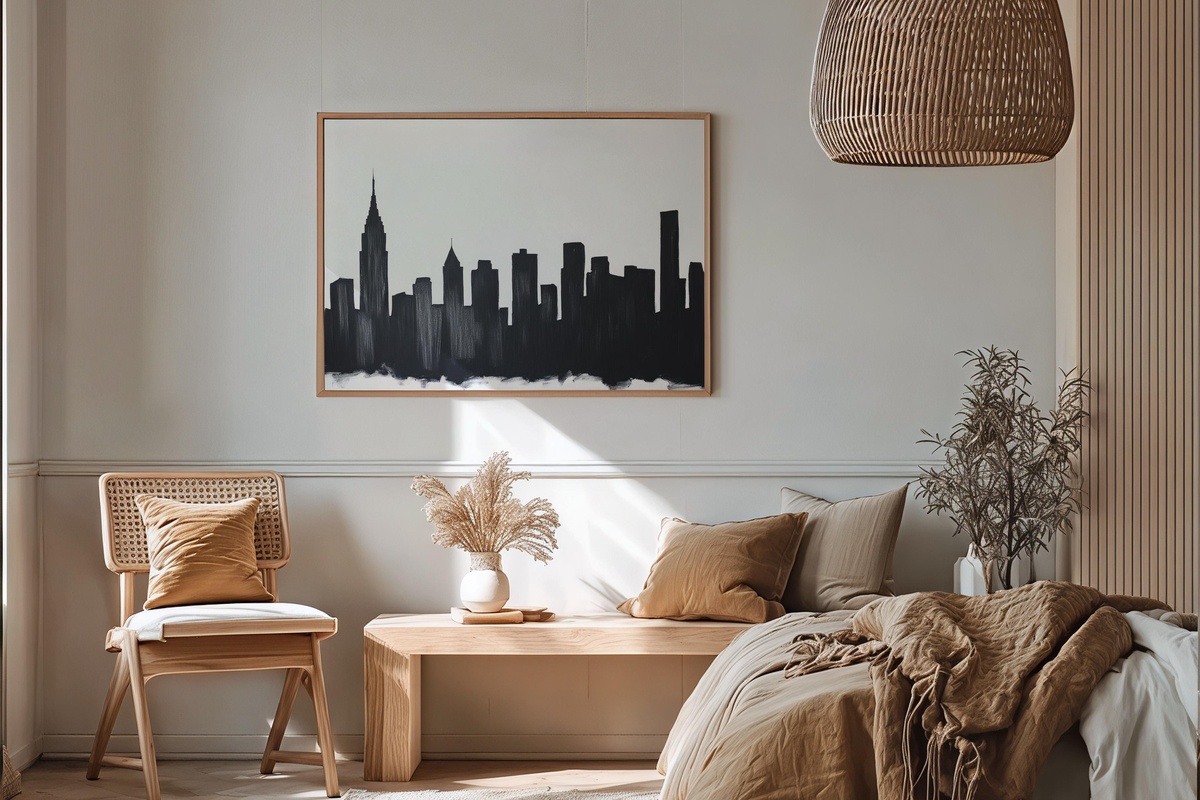 Dynamic City Silhouette Black and White Printable Wall Art