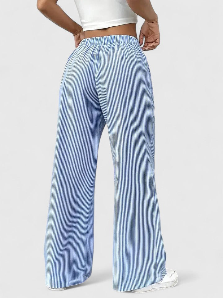 Lavisa - Women's Elastic Waist Flowy Pull-On Pants - Wide Leg Pleated Trousers