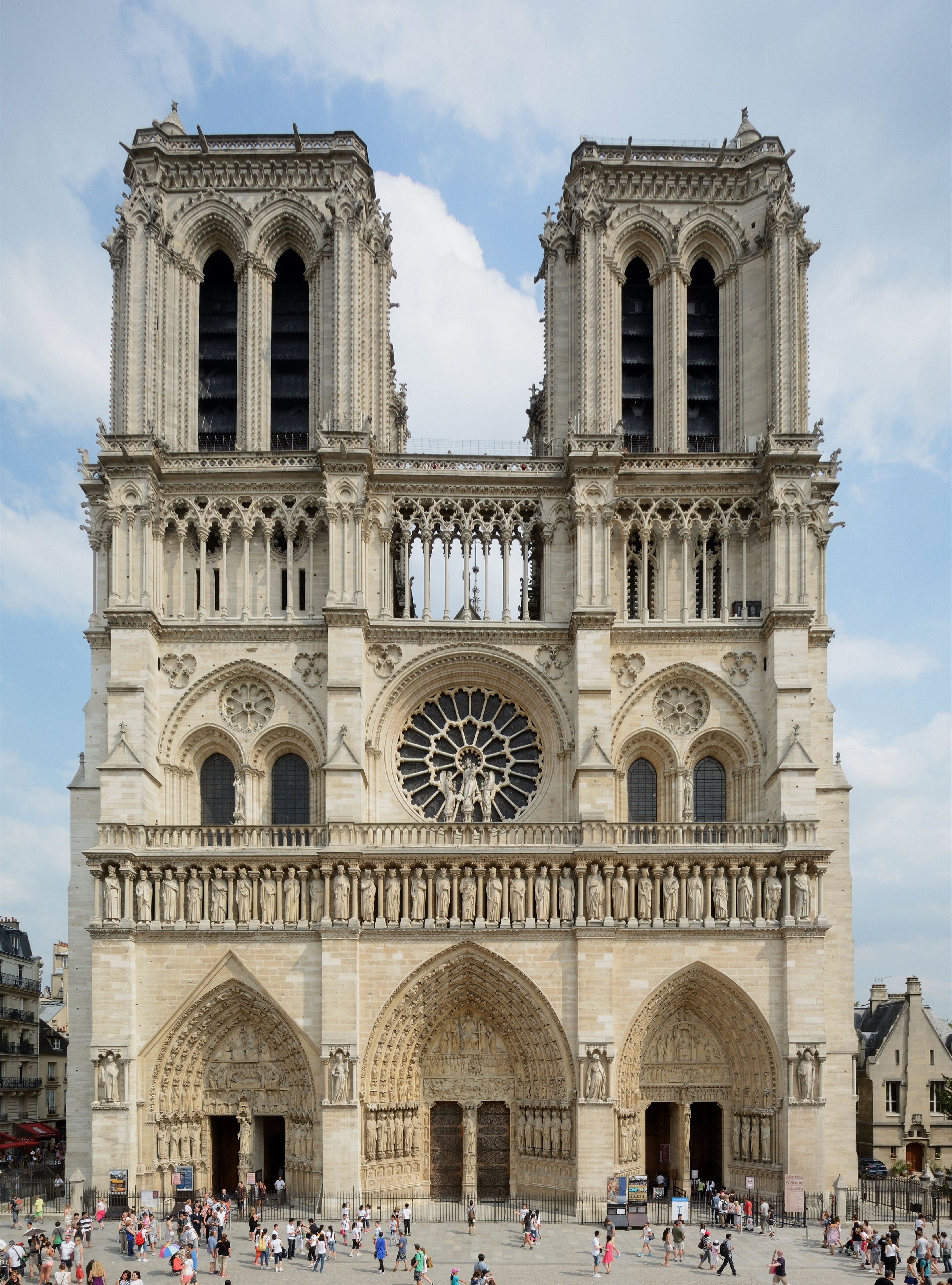 Notre-Dame de Paris, west facade. Construction began in 1163.