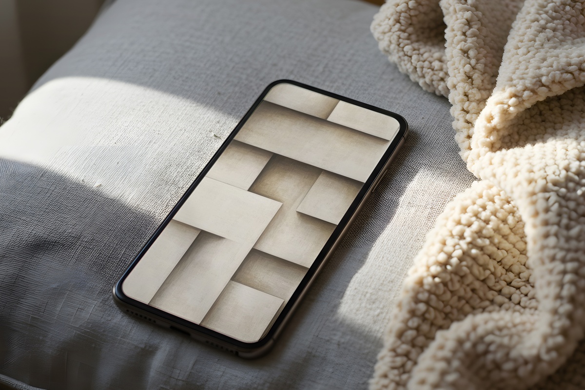 Intersecting Layers of Tranquility neutral beige iPhone wallpaper