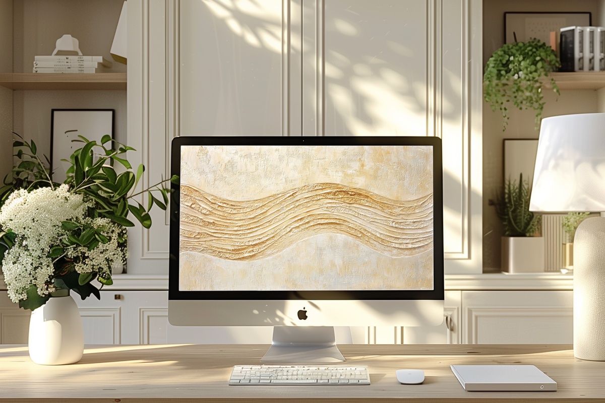 Beige Boho Serenity Desktop Wallpaper