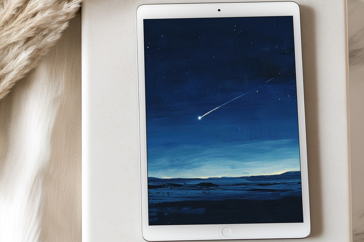 Minimal Shooting Star Serenity iPad wallpaper in calming blue