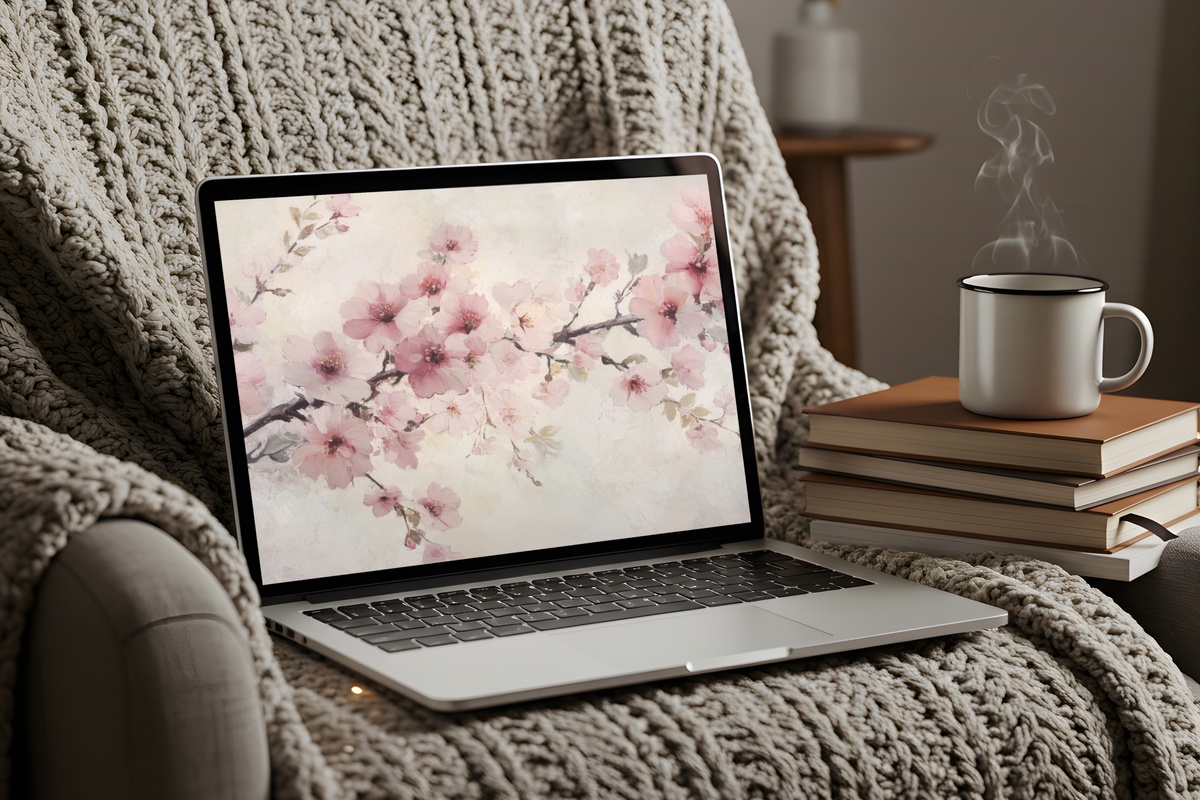 Eternal Spring Cherry Blossoms Floral Desktop Wallpaper