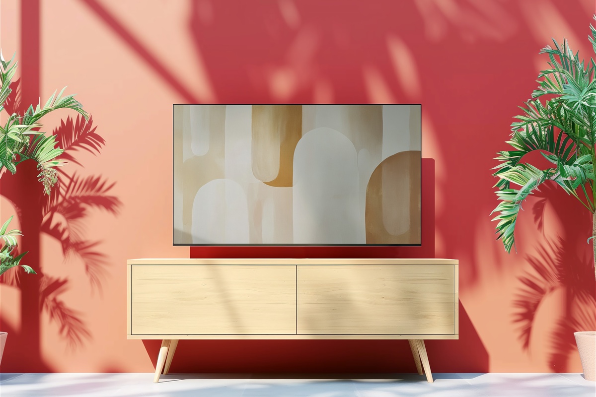 Earthy Window Harmonies Neutral Frame TV Art