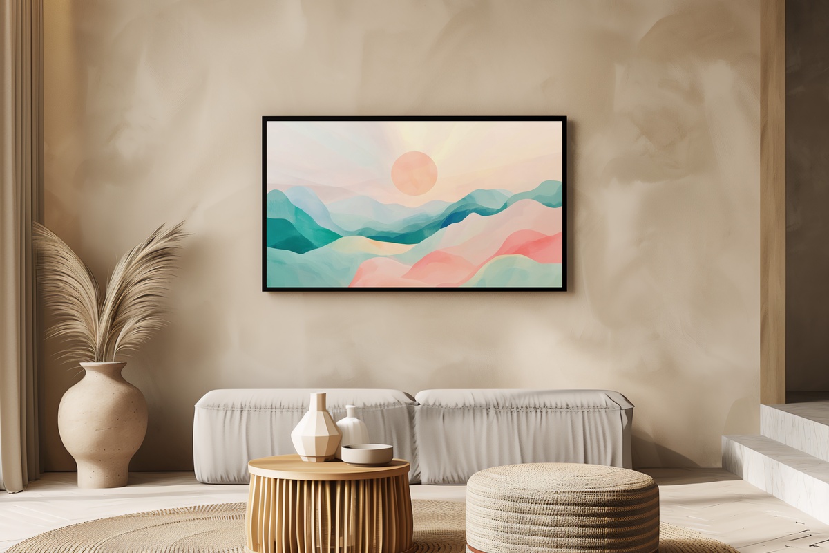 Tranquil Pastel Landscape Whispers Frame TV Art
