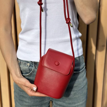 Morral rojo, cuero pu, 18x9x14.5cm