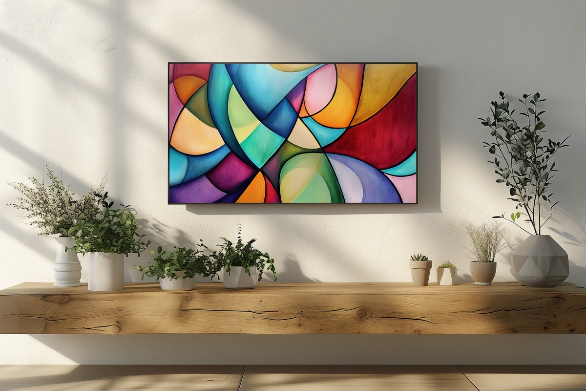 Subtle Shape Symphony Abstract Frame TV Art