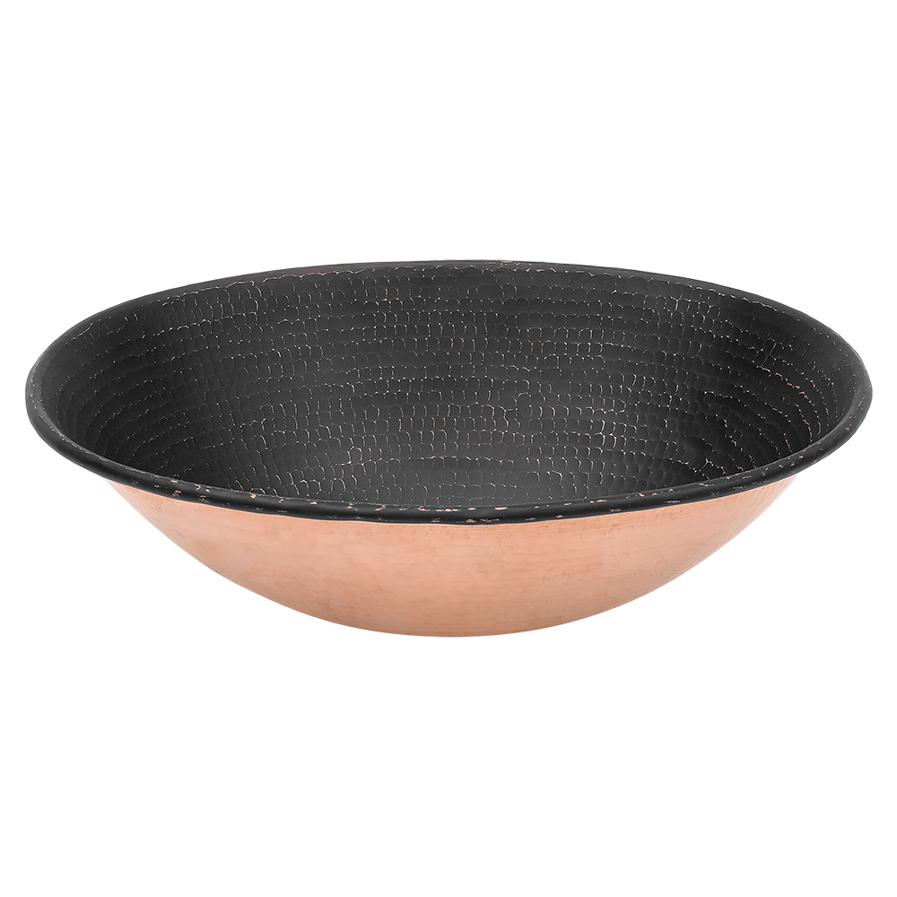 Premier Copper Products 17" x 12" Oval Vessel - Above Counter Copper Bathroom Sink, Glazed Black, 17 Gauge, VO17WBLK