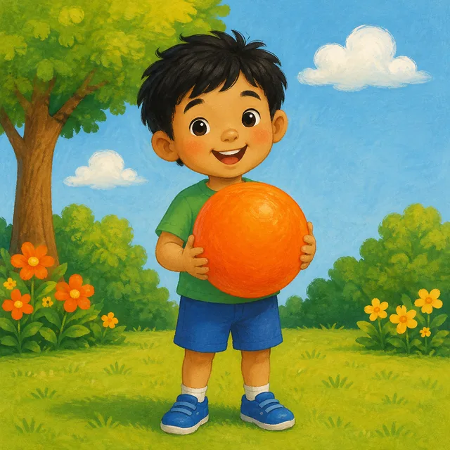 Scene: I have an orange ball.
