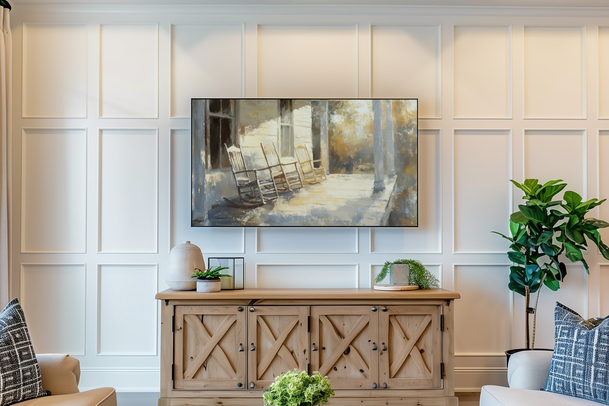 Rocking Chair Porch Peace Farmhouse Frame TV Art