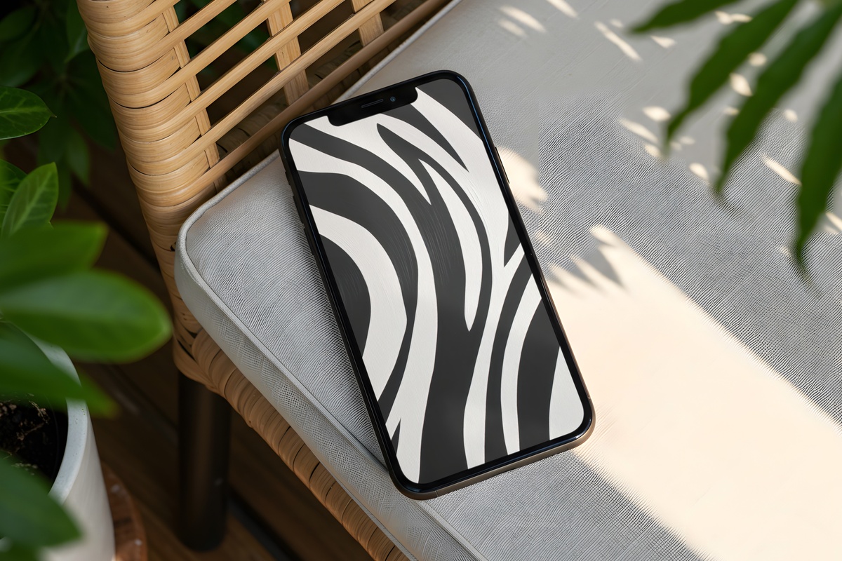 Zebra Stripe Symphony black and white iPhone wallpaper with bold organic stripe pattern