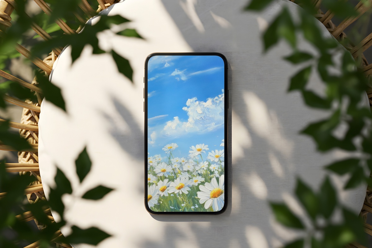 Daisy Dance Under Azure iPhone Wallpaper - white daisy blue sky floral lock screen