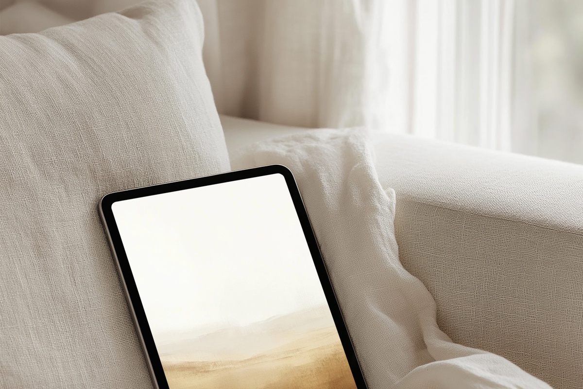 Earthy Landscape Symphony iPad wallpaper with layered ochre and warm earth tones