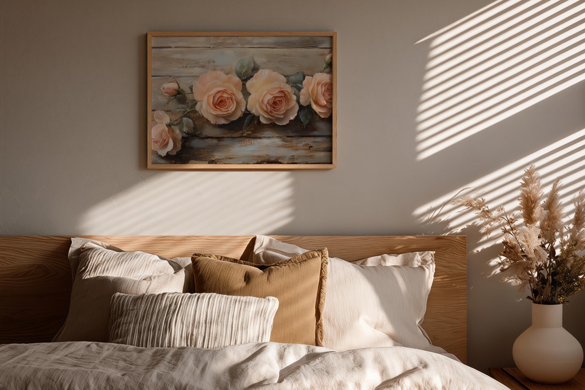 Roses on Weathered Wood Floral Printable Wall Art
