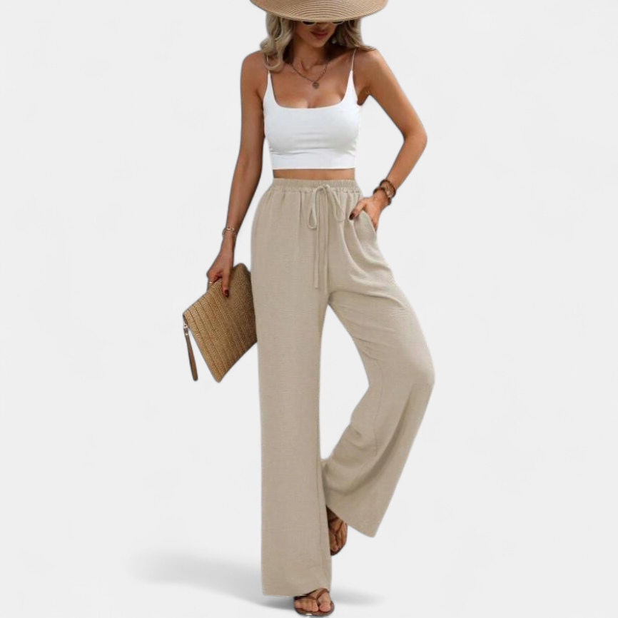 Lavisa - High Waist Wide Leg Dress Pants for Women - Elegant Office & Brunch Trousers