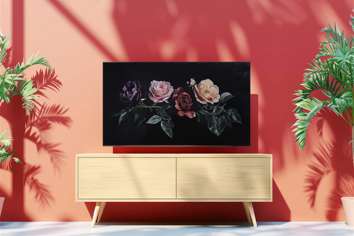 Velvet Rose Silhouette - Floral Frame TV Art