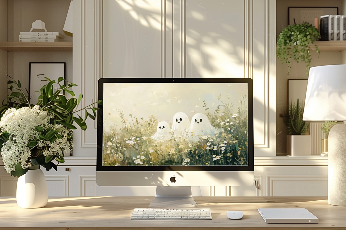 Meadow Spirits in Bloom Halloween Desktop Wallpaper